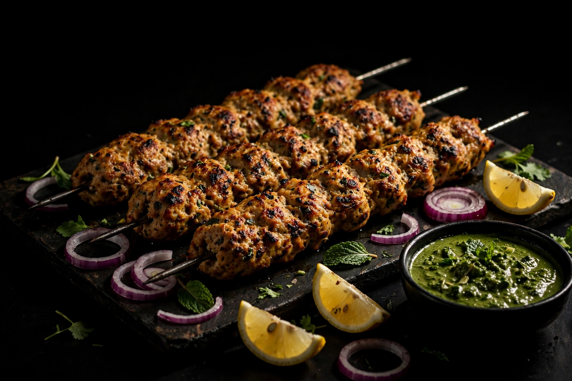 Grilled seekh kebabs